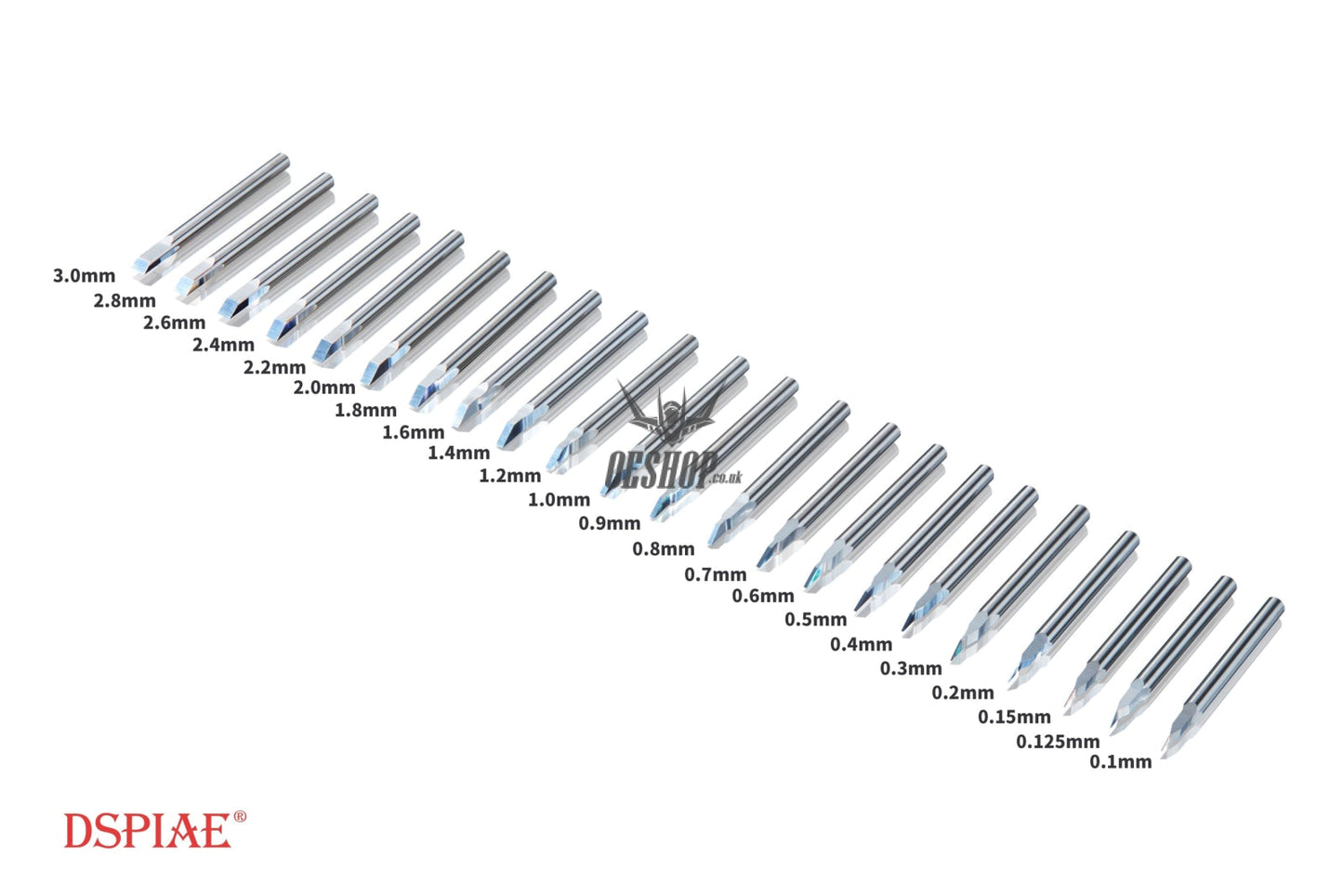 Dspiae Pb 0.1Mm~3.0Mm Tungsten Steel Push Broach (Chisel) Shank Dia: 3.175Mm