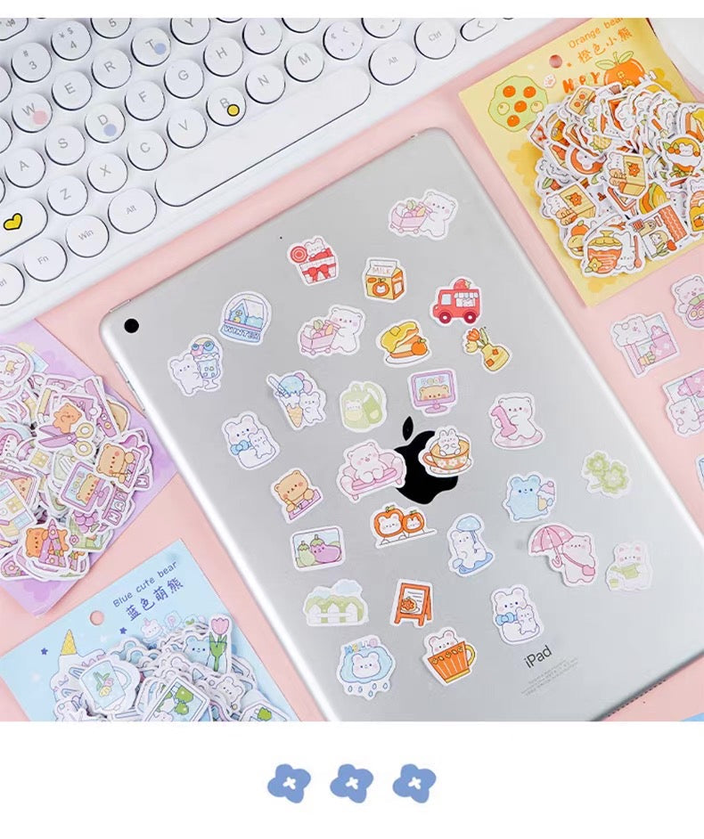 Yzyuezhen Cute Bear & Bunny Stickers (200 pieces)