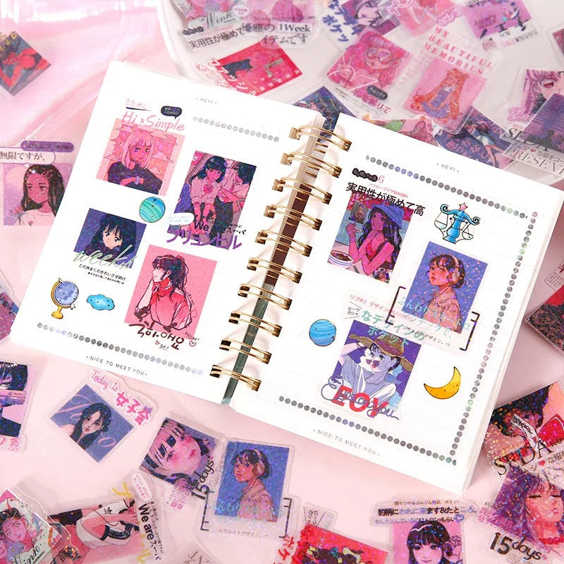 Moore Harajuku Girl Stickers (40 pieces)