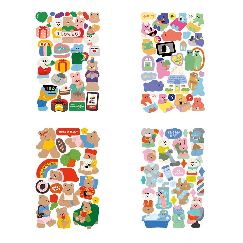 Yzyuezhen Cute Animal Stickers (4 pieces)