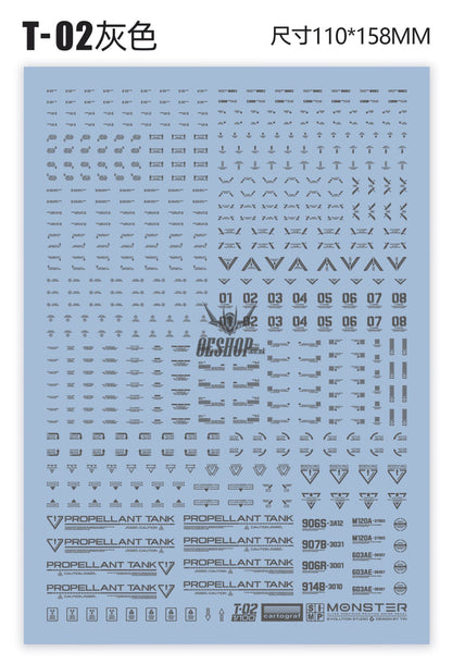 Evo 1/100 Monster Series Ultra High Definition Universal General Decals Evolution Studio T02 -