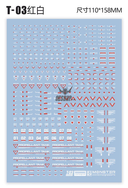 Evo 1/100 Monster Series Ultra High Definition Universal General Decals Evolution Studio T03 - Red