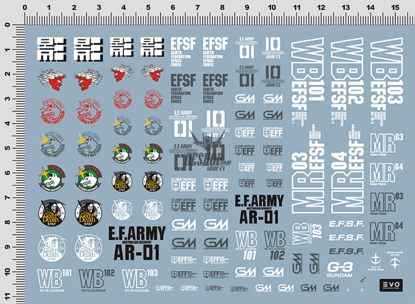 Evo - E-Cu02 Mg White Dingo+Gm+Gundam Evolution Studio Decals