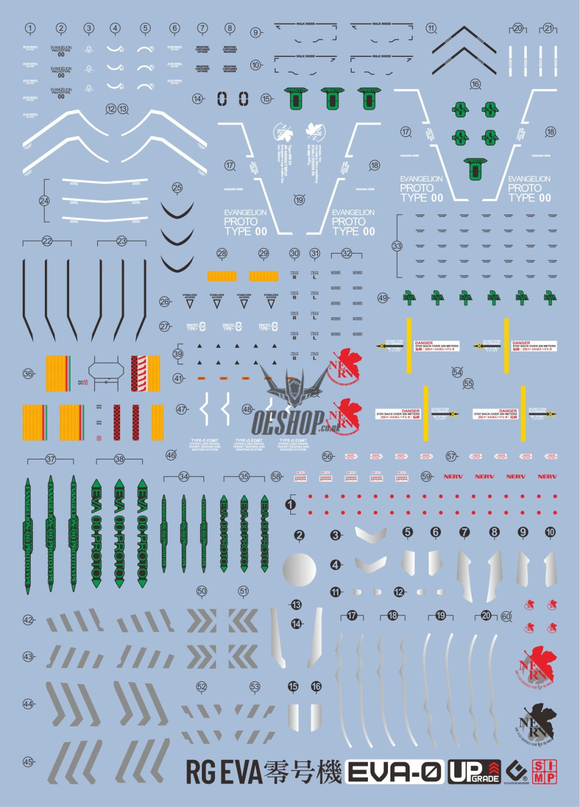 EVO E-EVA00 Eva Evangelion Unit 00 DX UV Evolution Studio Decals Decals
