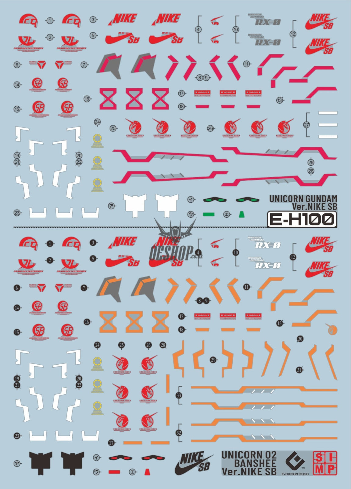 Evo - E-Hg100N (Uv) Hg Unicorn Ver.nike Evolution Studio Decals