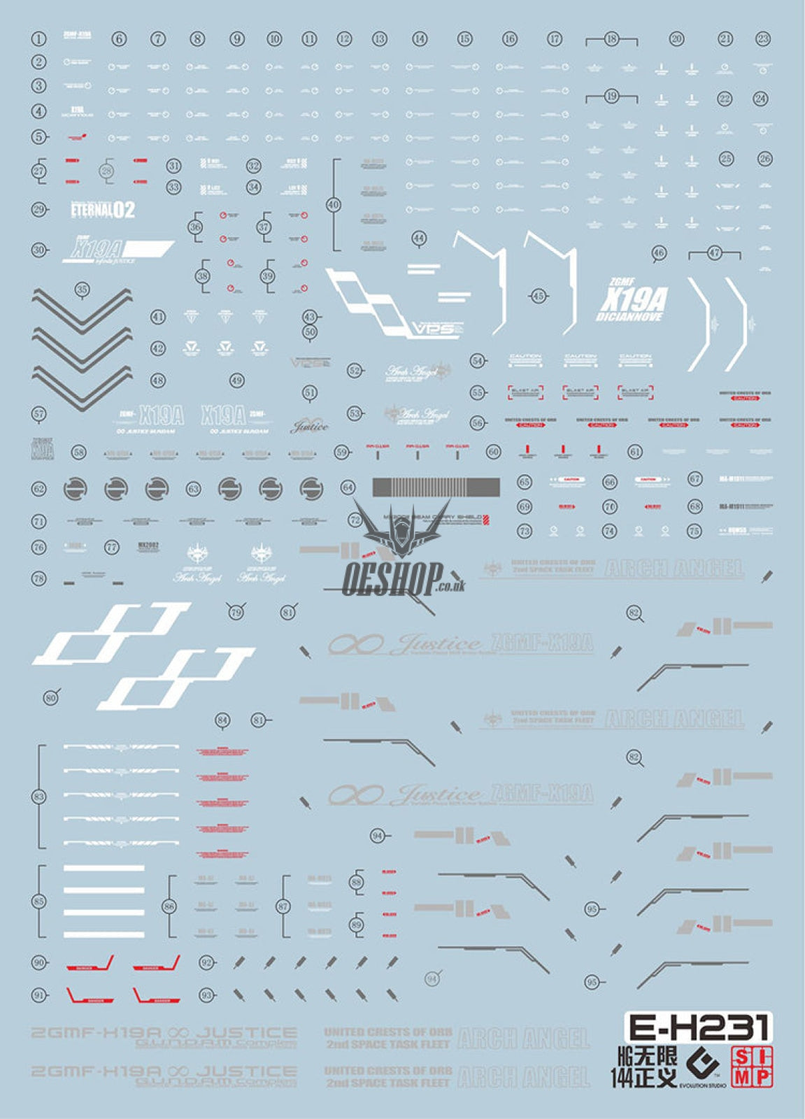 Evo - E-Hg231 (Uv) Hg Infinite Justice Gundam Evolution Studio Decals