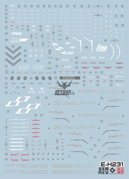 Evo - E-Hg231 (Uv) Hg Infinite Justice Gundam Evolution Studio Decals