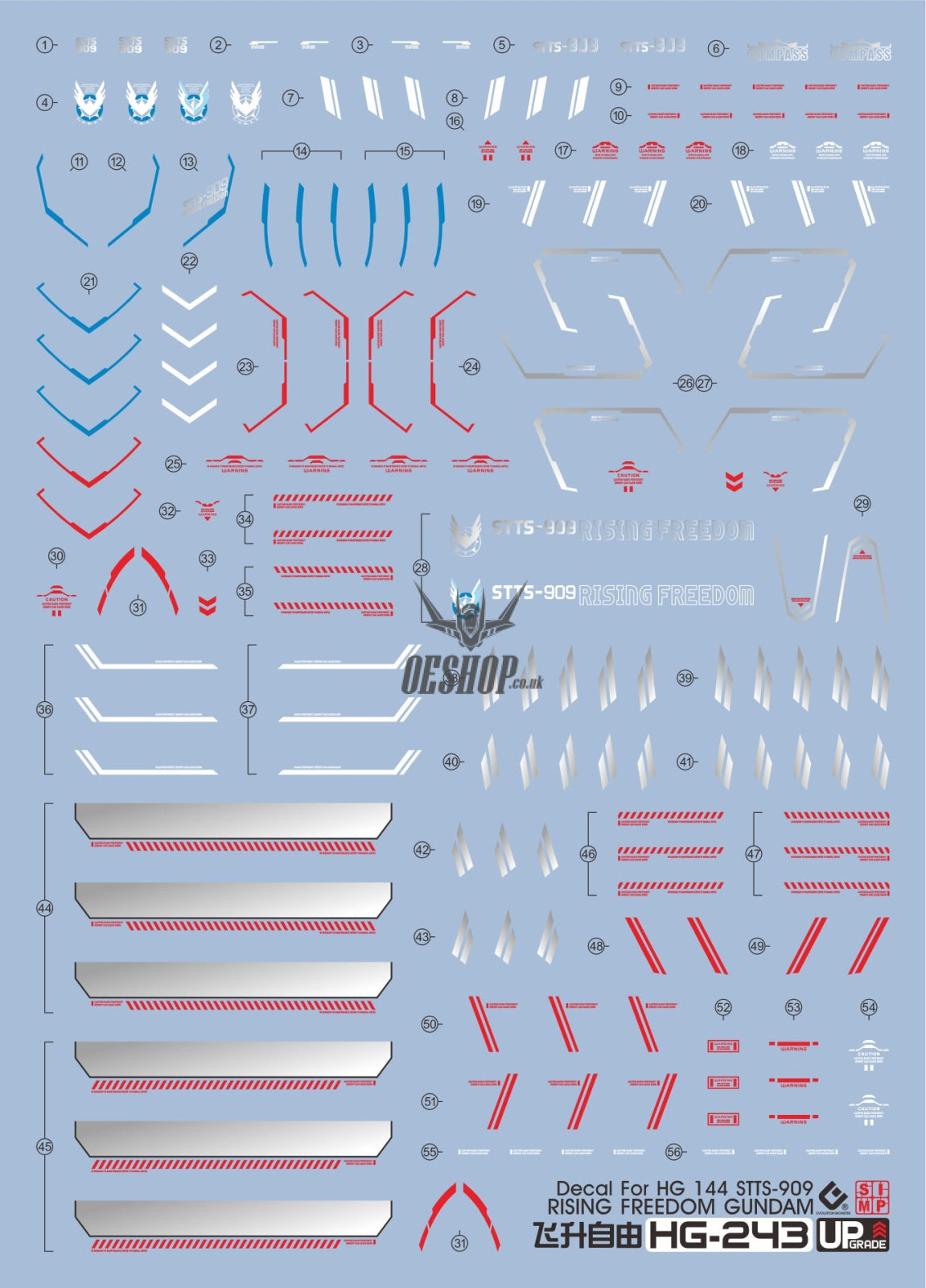 EVO - E-HG243 (UV) HG Rising Freedom Gundam Evolution Studio Decal Decals