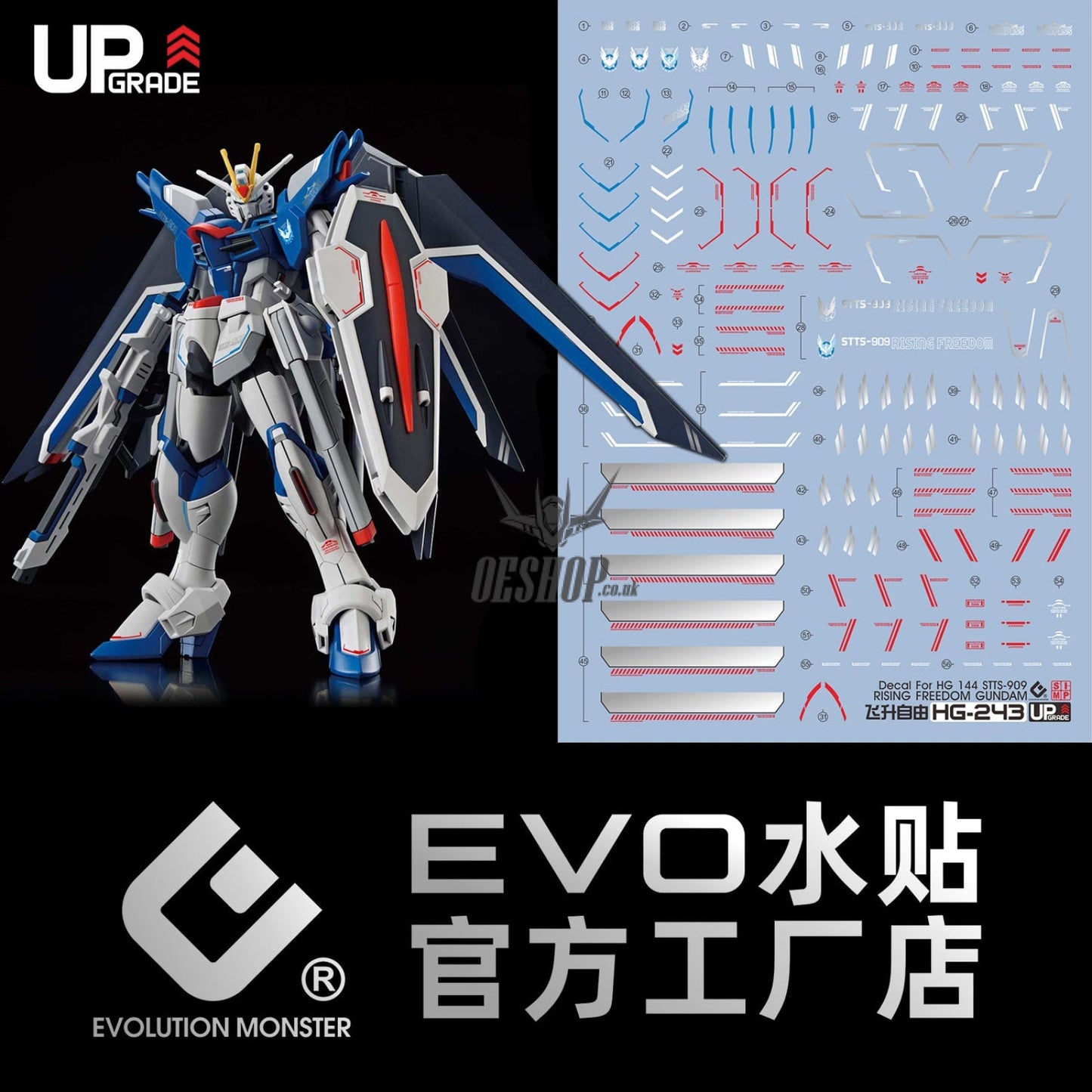 EVO - E-HG243 (UV) HG Rising Freedom Gundam Evolution Studio Decal Decals