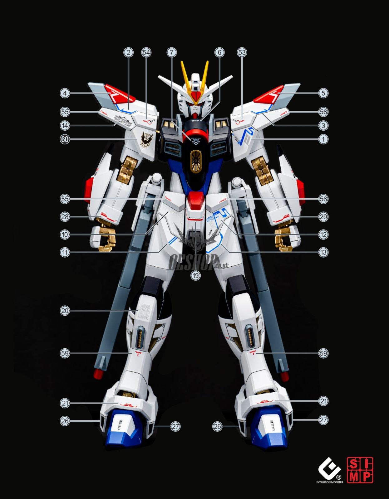 EVO - E-HG250 (UV) HG Mighty Strike Freedom Gundam Evolution Studio Decal Decals