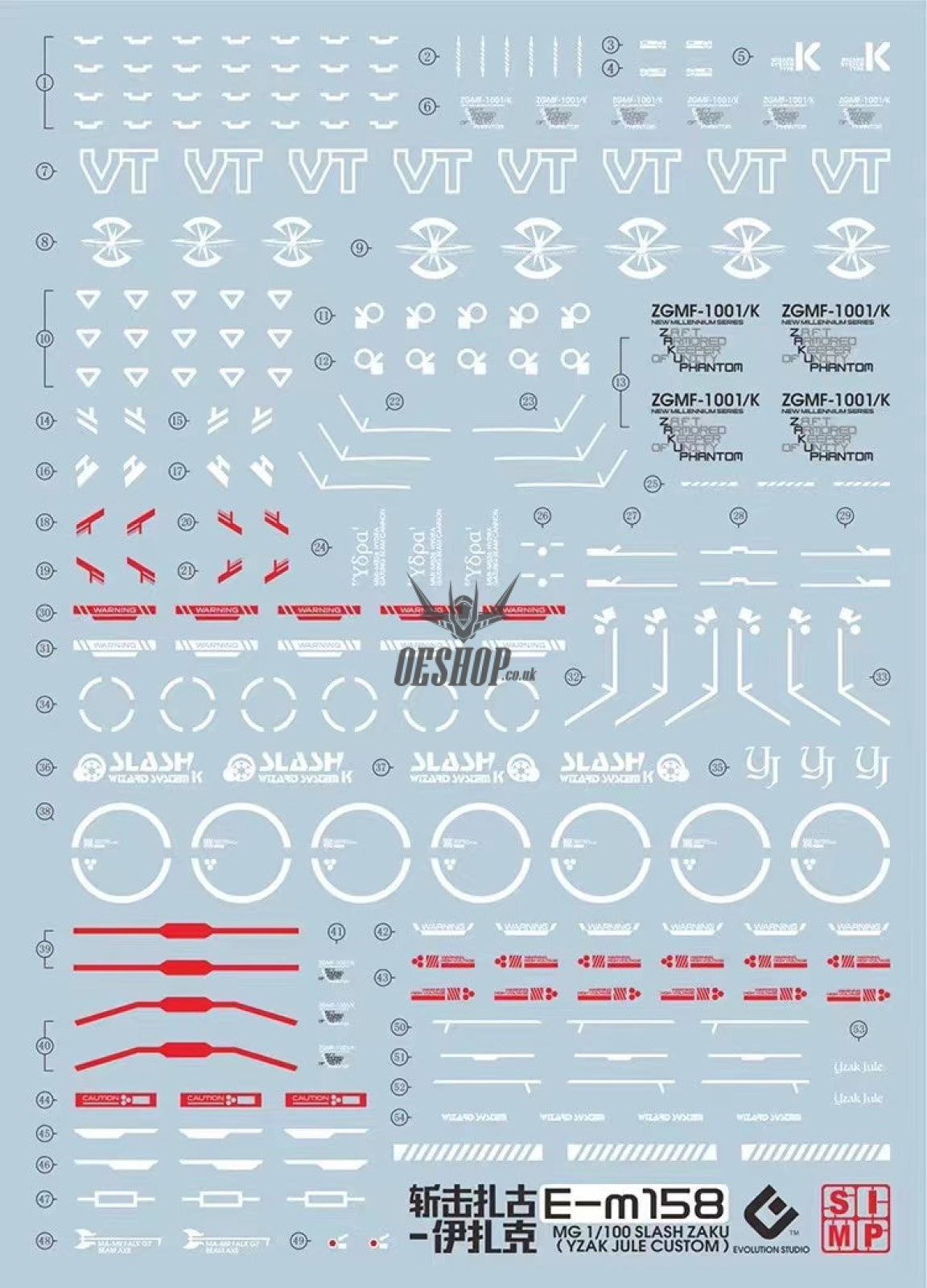 Evo - E-M158 (Uv) Mg Slash Zaku Phantom Evolution Studio Decals