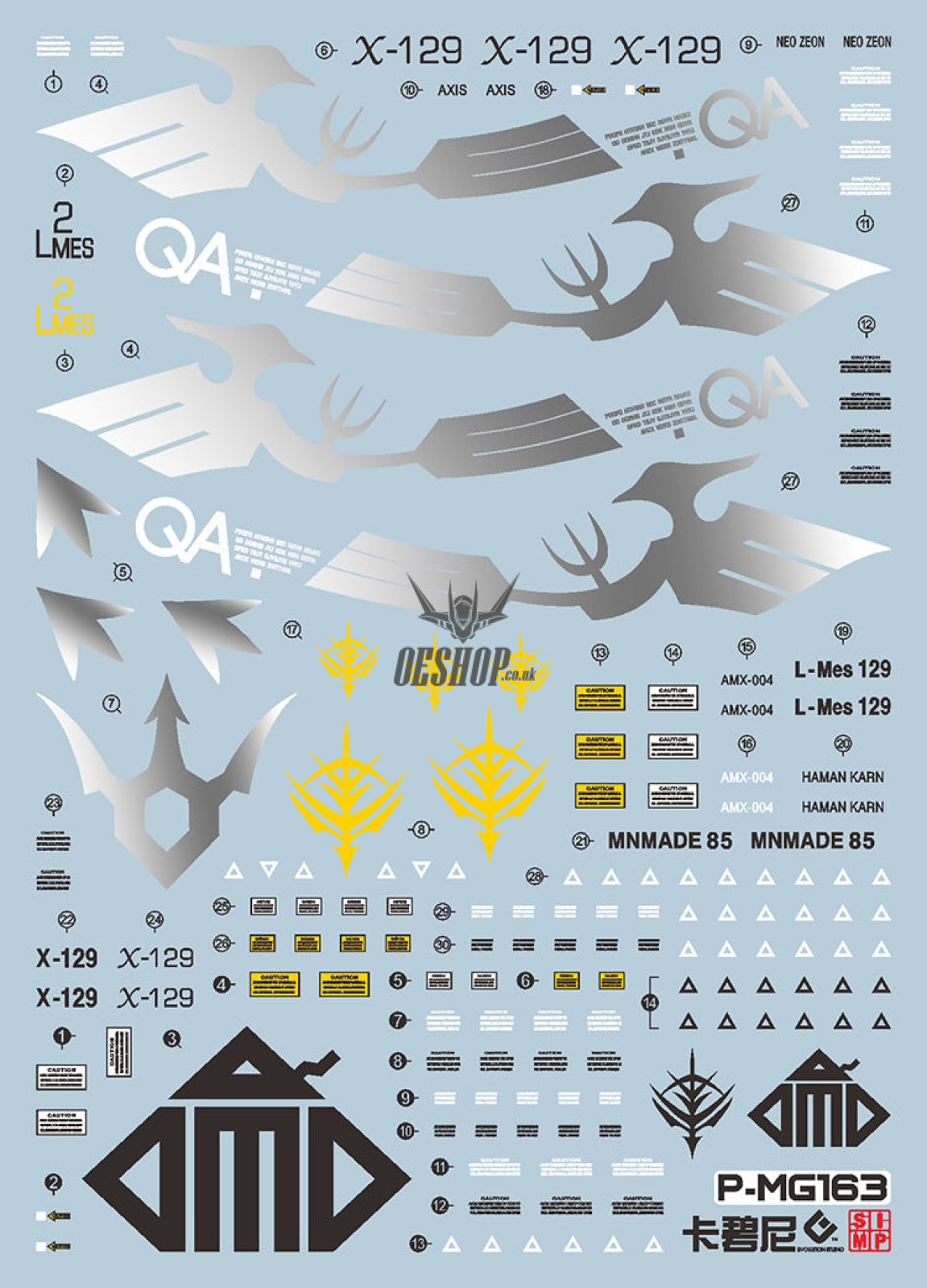 Evo - E-M163 (Silver+ Multi-Color Printing) Mg Qubeley Damned Evolution Studio Decals