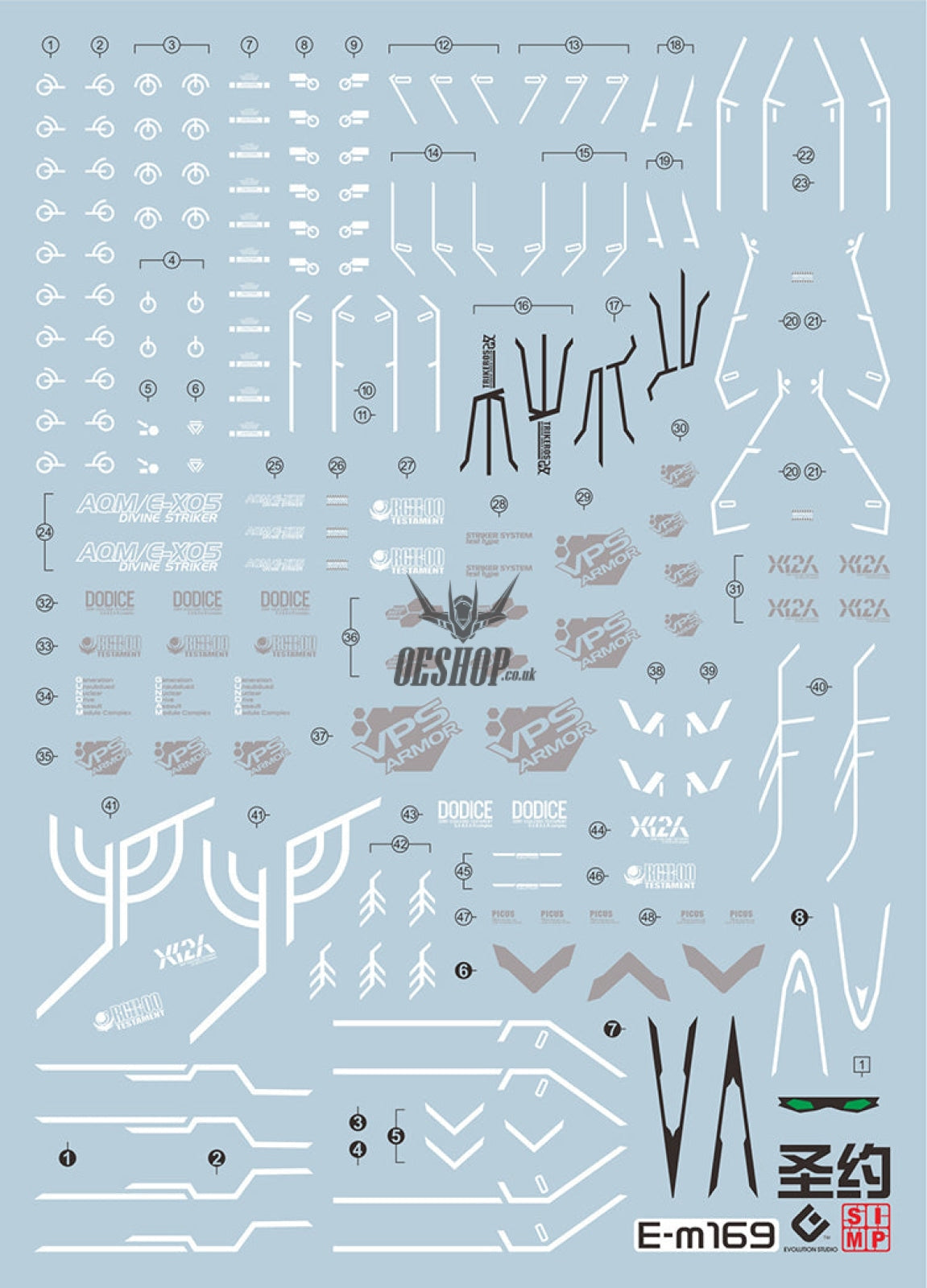 Evo - E-M169 (Uv) Mg Zgmfx12A Testament Gundam Evolution Studio Decals