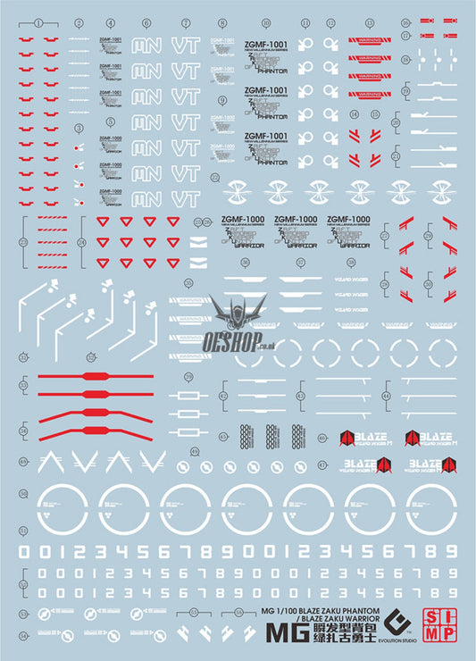 Evo - E-M172 (Uv) Mg Blaze Wizard Zaku Phantom Evolution Studio Decals