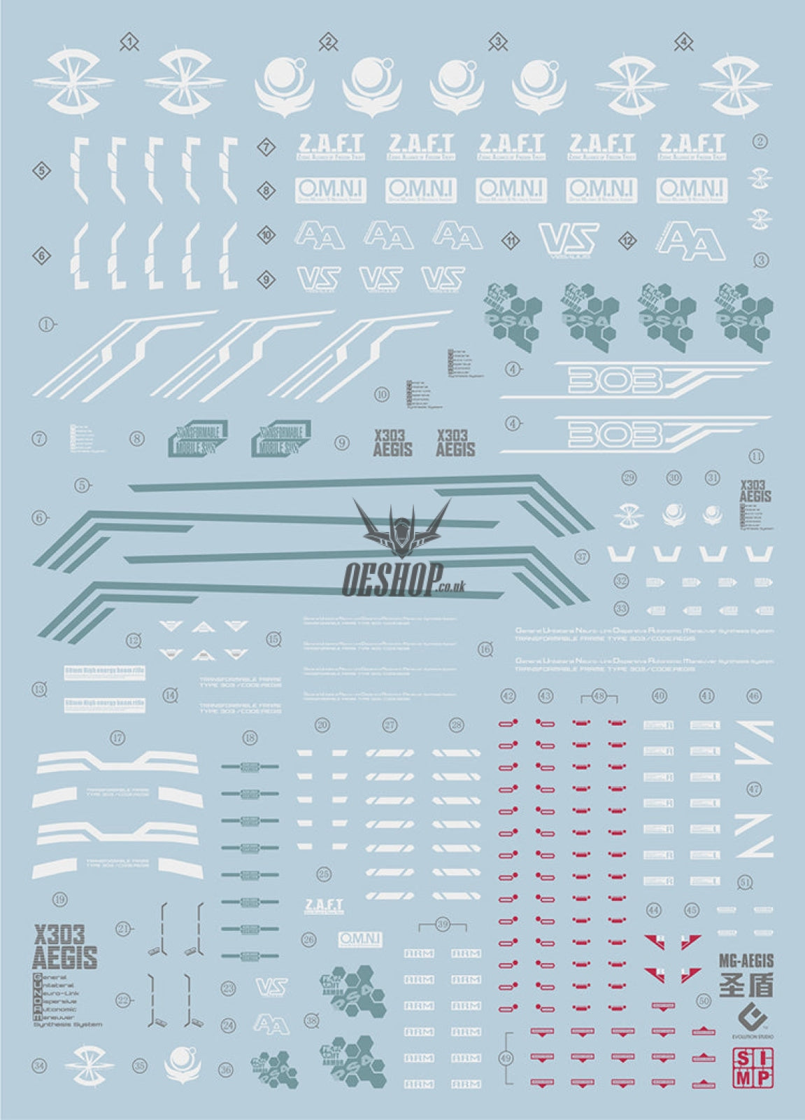 Evo - E-Mg160 (Uv) Mg Aegis Gundam Gat-X303 Evolution Studio Decals