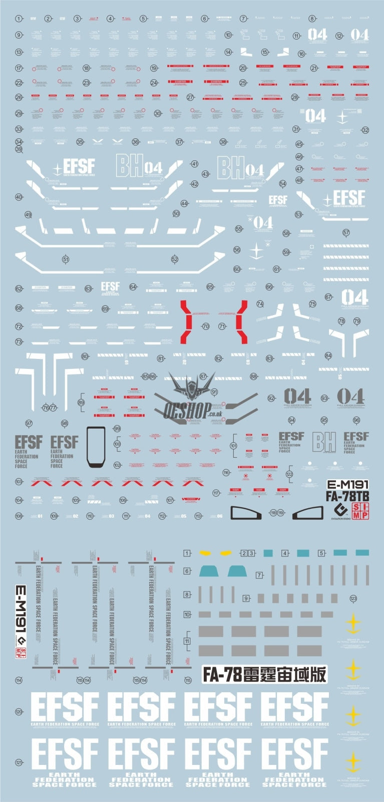 Evo - E-Mg191 (Uv) Mg Full Armor Rx-78 (Thunderbolt) Evolution Studio Decals