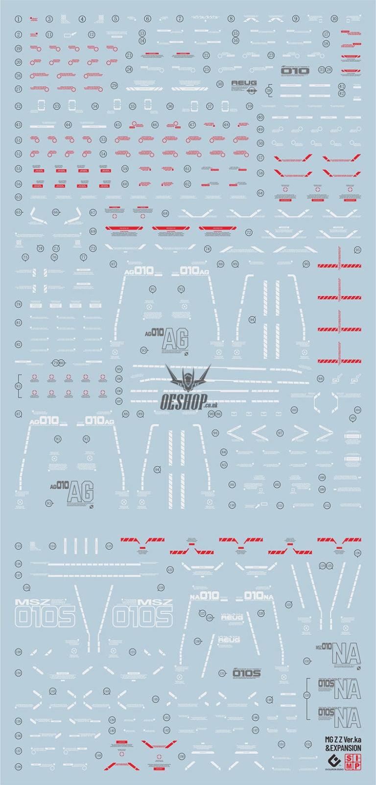 Evo -E-Mg196 (Uv) Mg Zz Gundam+Expansion Evolution Studio Decals