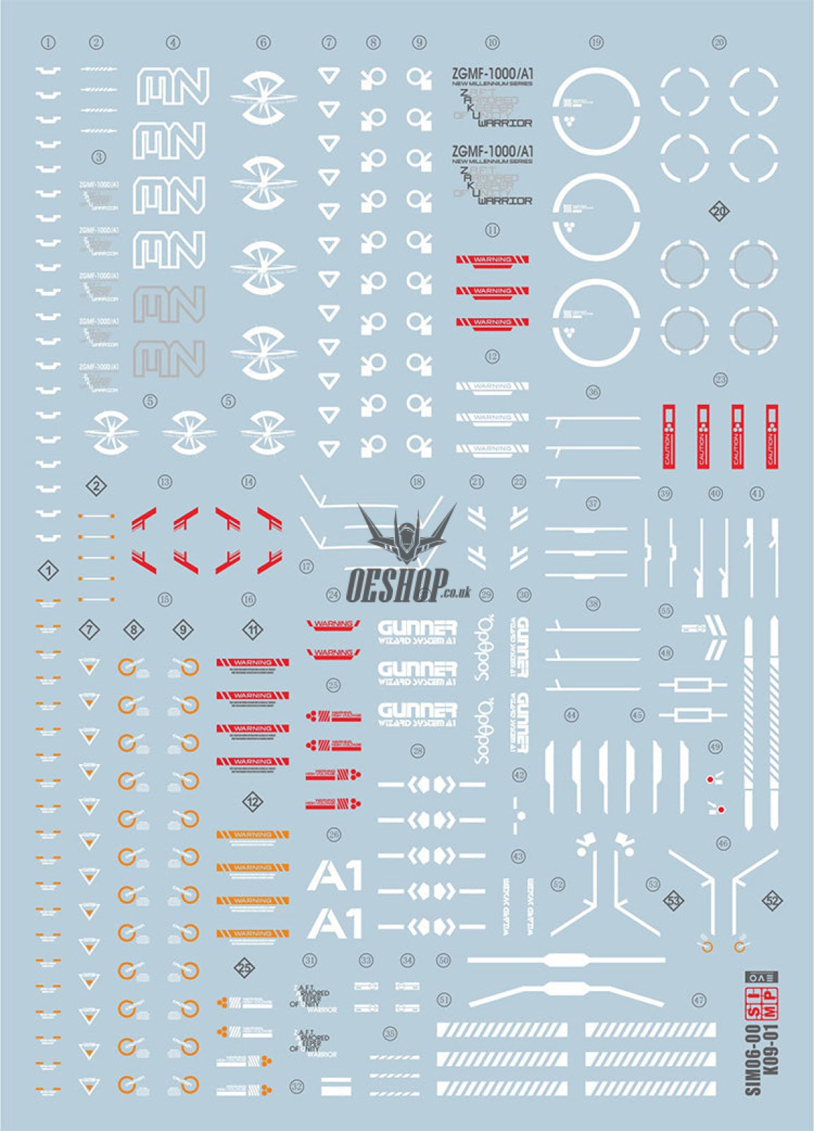 Evo - E-Mg209 (Uv) Mg Gunner Zaku Warrior Evolution Studio Decal Decals