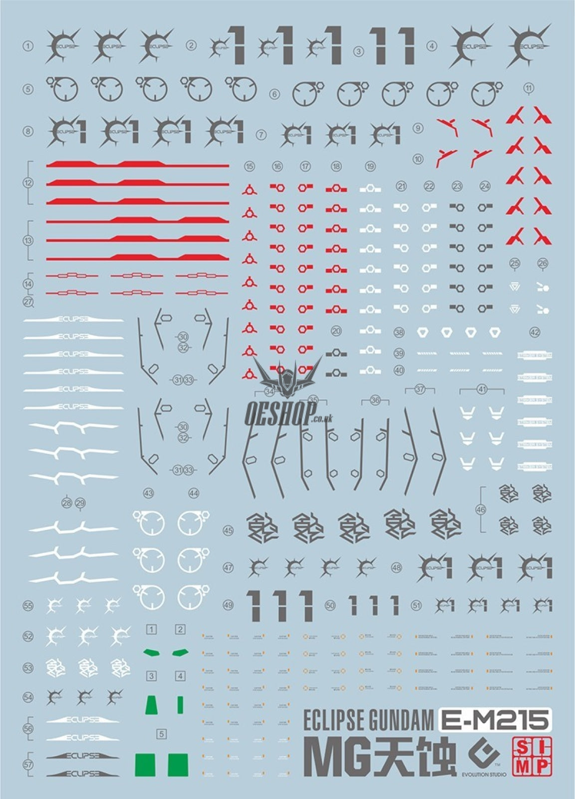 EVO - MG Eclipse Gundam E-MG215 Evolution Studio Decals Evolution Studio 3.59 OEShop