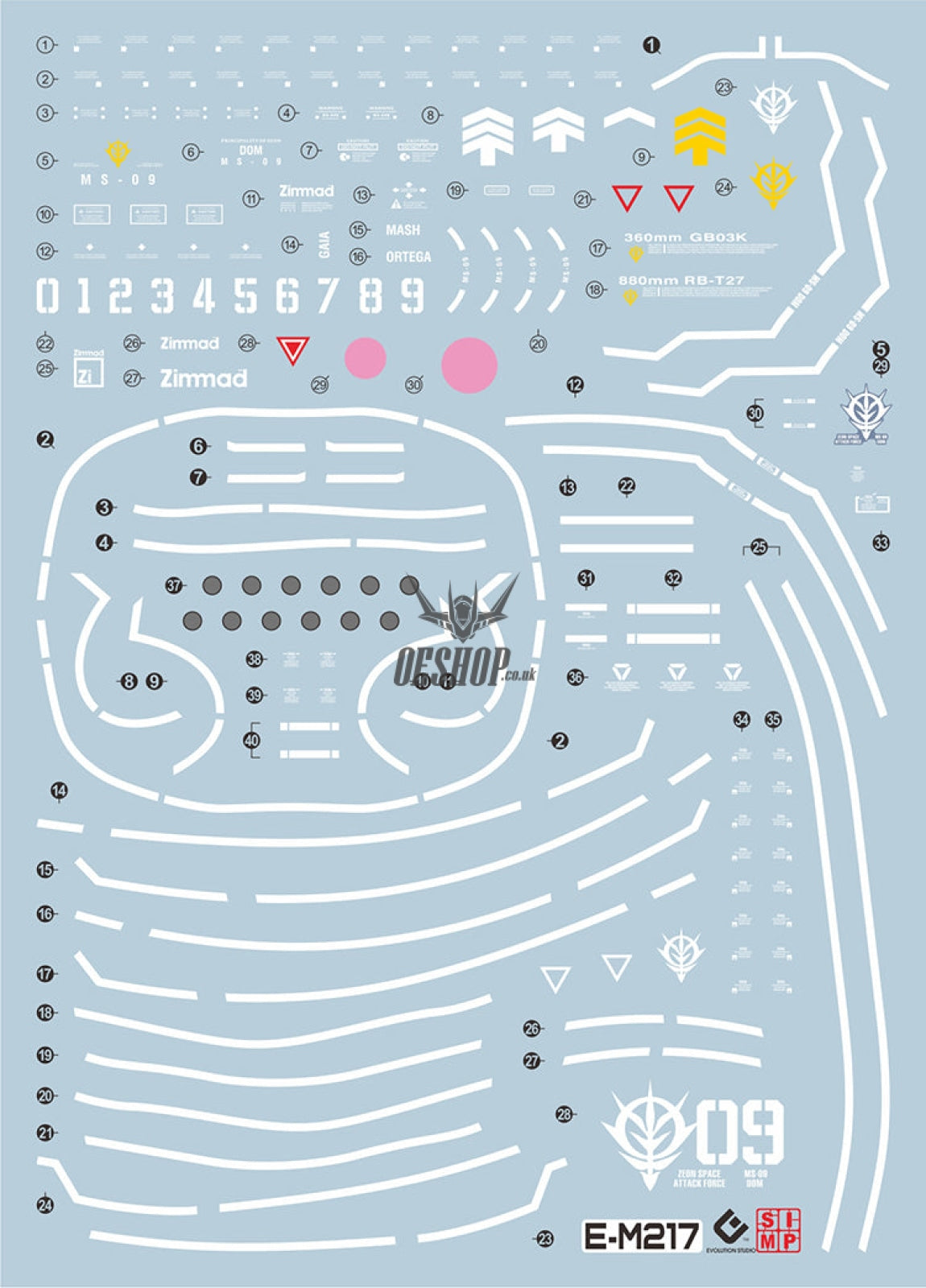 Evo - E-Mg217 (Uv) Mg Gundam Ms-09 Dom Evolution Studio Decals