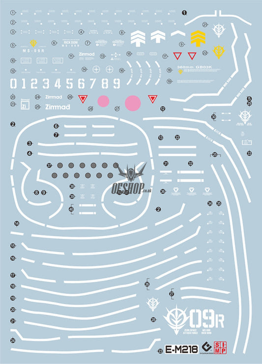 Evo - E-Mg218 (Uv) Mg Gundam Ms-09R Rick Dom Evolution Studio Decals