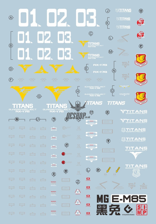 Evo - E-Mg85 (Uv) Mg Mk-Iititans) Black Evolution Studio Decals