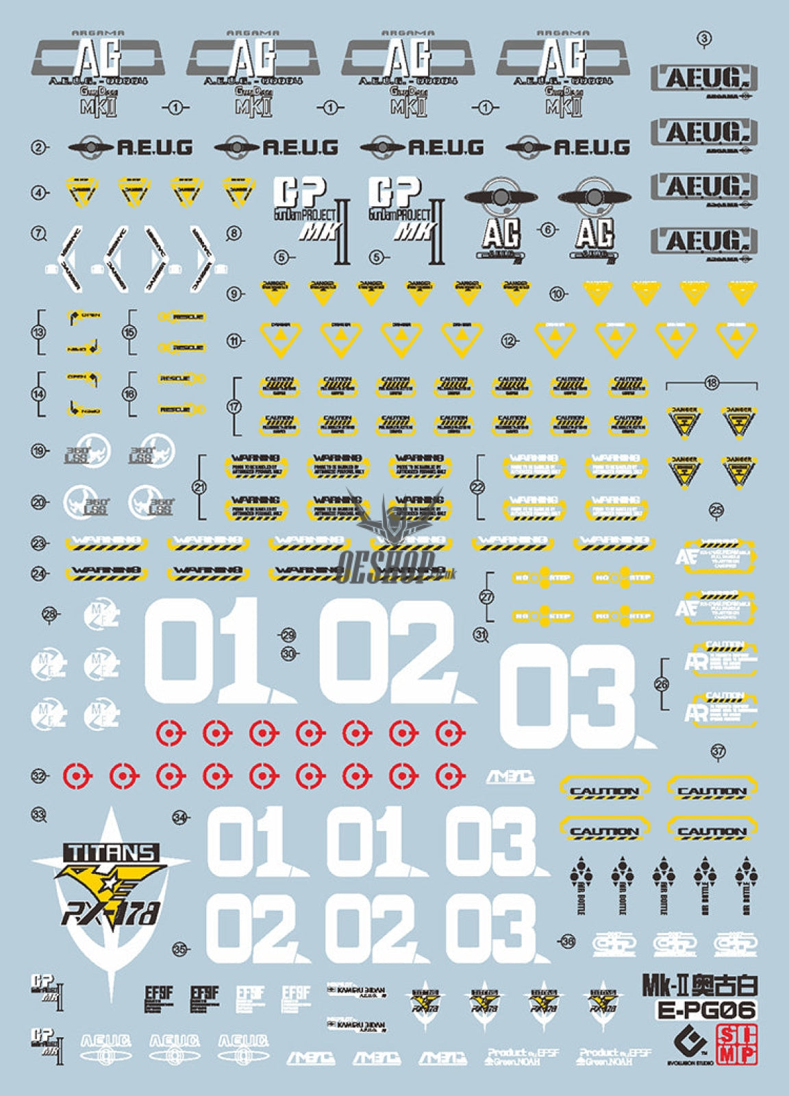 Evo - E-Pg06 (Uv) Pg Mk-Ii (A.e.u.g) White Evolution Studio Decals