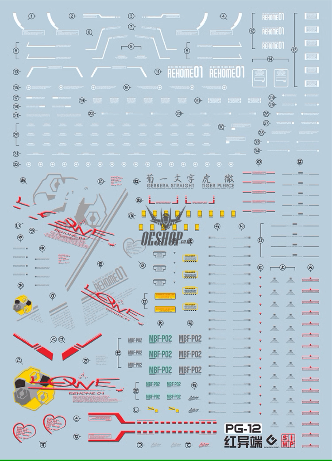 Evo - E-Pg12 (Uv) Pg Astray Red Frame Evolution Studio Decals