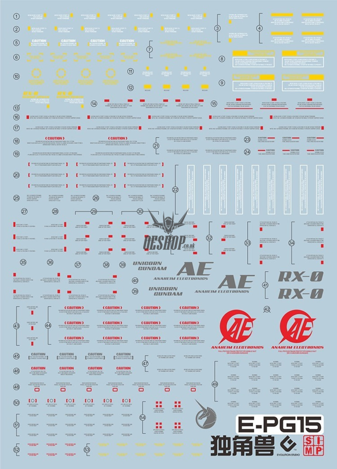 EVO - PG Unicorn Gundam E-PG15 Evolution Studio Decals Evolution Studio 3.59 OEShop