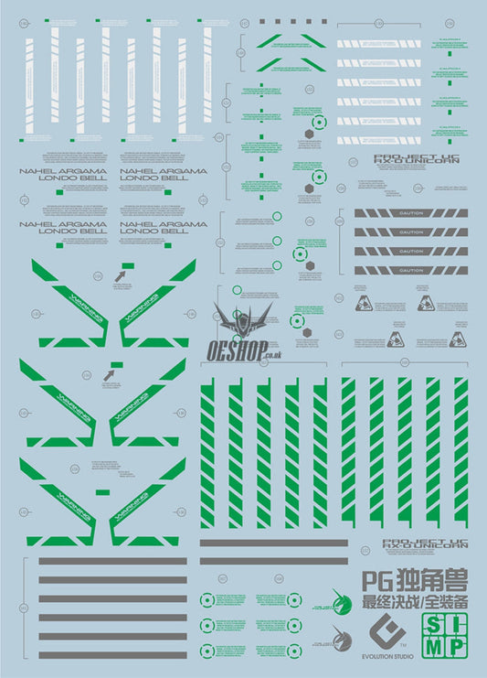 Evo - E-Pg15Fb (Gilding Green) Pg Unicorn Final Battle Gundam Evolution Studio Decals