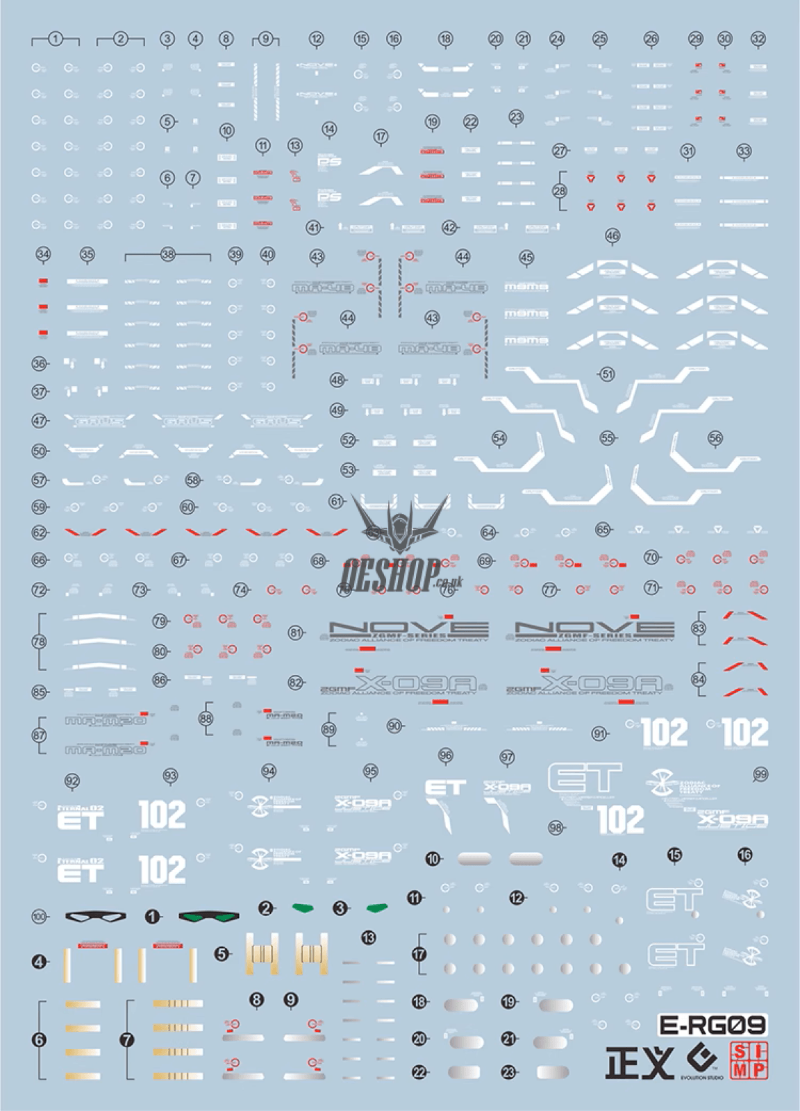 Evo - E-Rg09 Rg Justice Gundam Evolution Studio Decals