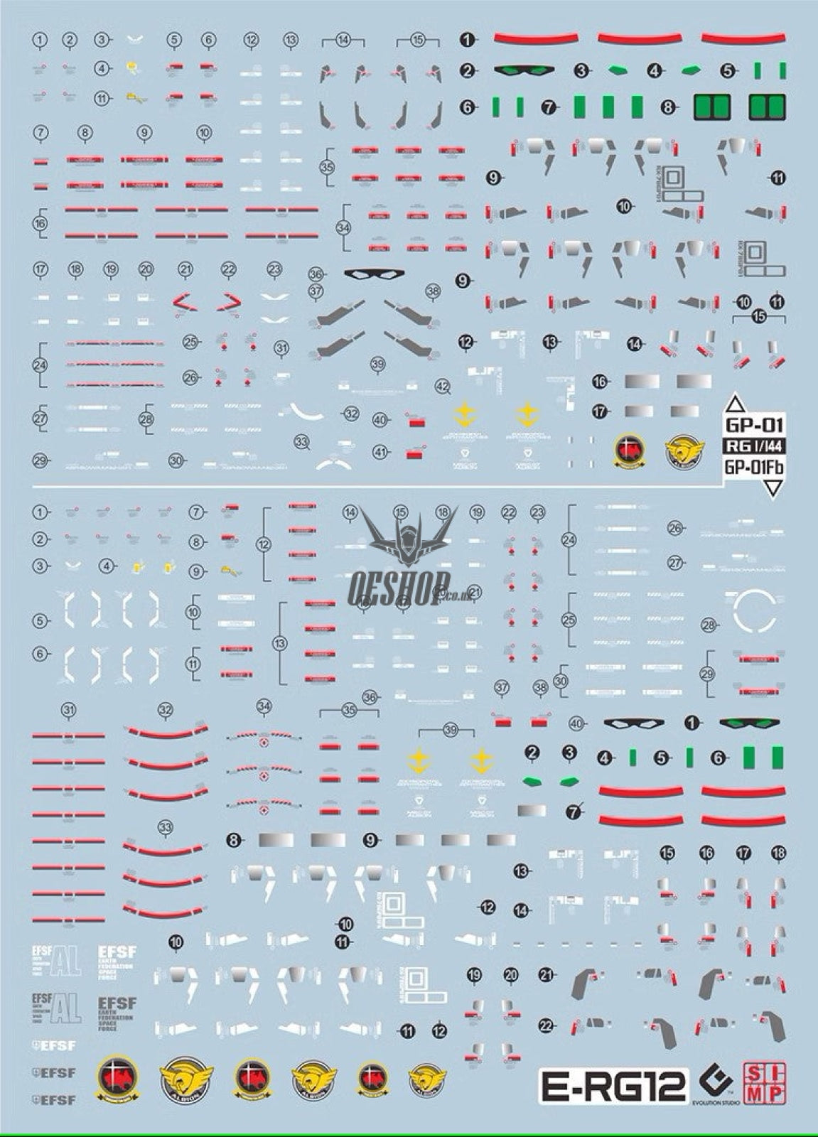 Evo - E-Rg12 Rg Gundam Gp01+Gp01Fb Evolution Studio Decals
