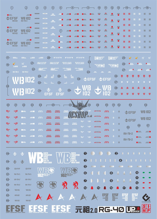 EVO E-RG40 RG GUNDAM RX78-2 Ver2.0 UV Evolution Studio Decals Decals