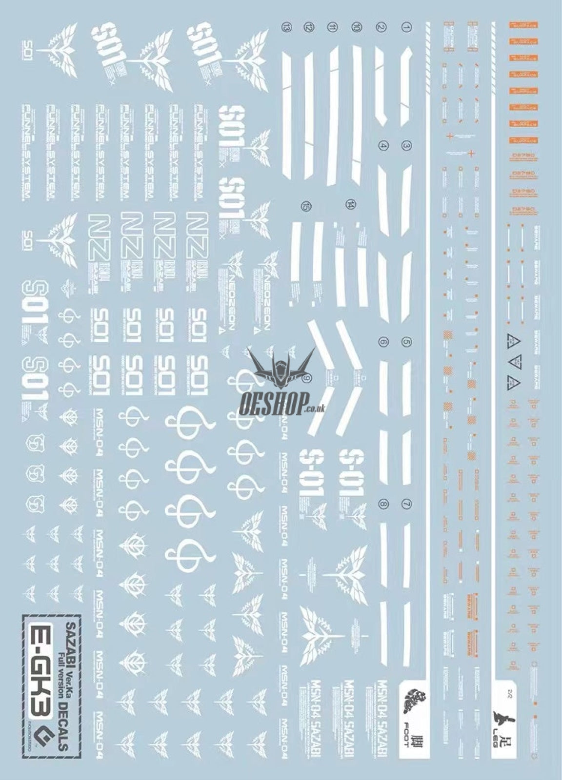 Evo - Gk-3 (Uv) Mg Sazabi (For Gk) Evolution Studio Decals