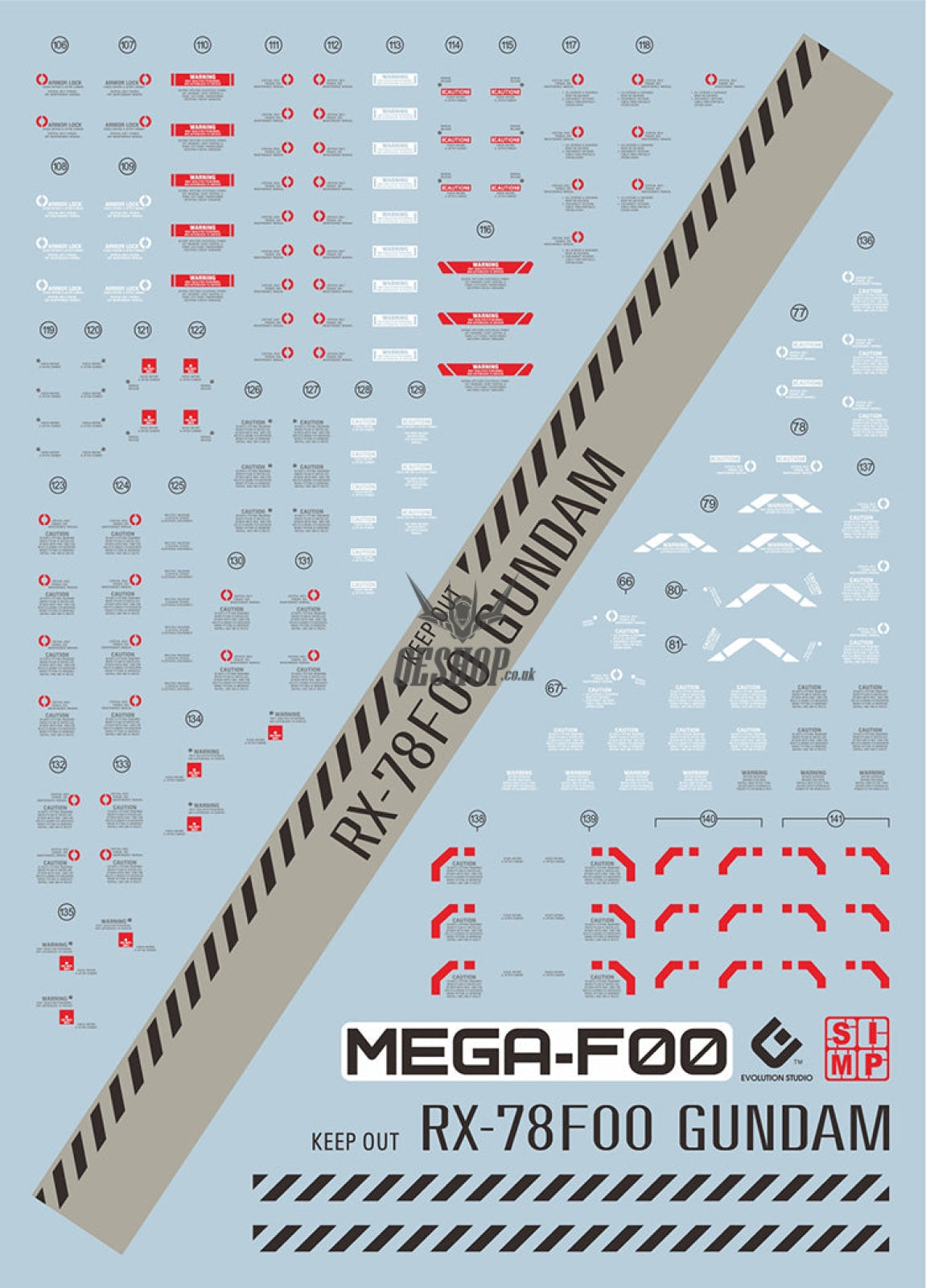 Evo - Mega-F00 (Uv) 1/48 Mega Size Rx-78F00 Evolution Studio Decals