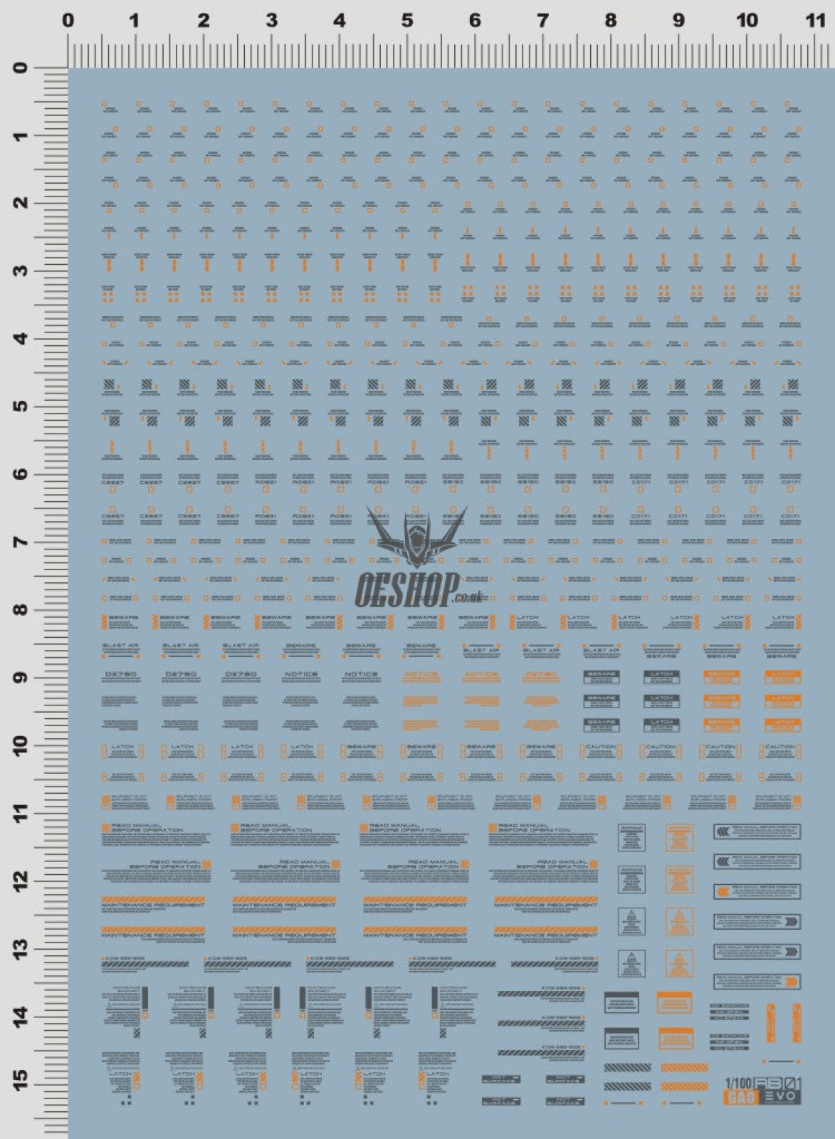 Evo Rb01 Rb02 Nc05 1/100 General Uv Fluorescent Evolution Studio Decals Rb01-2 Orange-Darkgray