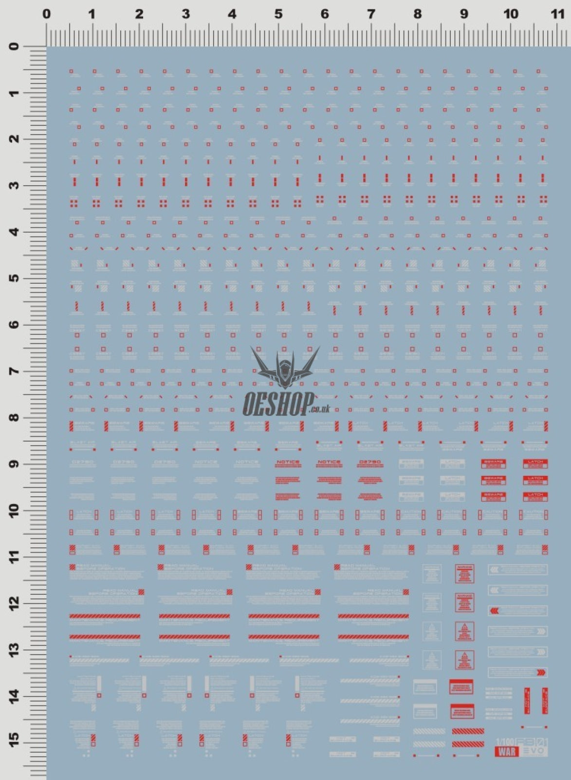 Evo 1/100 General Uv Fluorescent Rb01 Evolution Studio Decals Rb01-9 Red/white