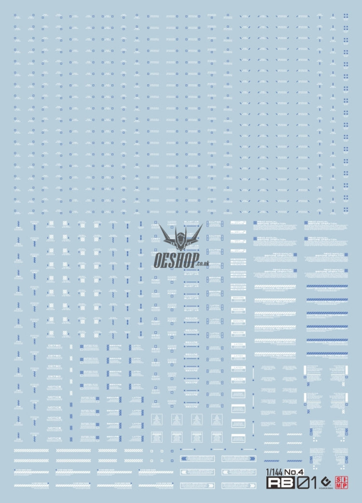 Evo Rb01 Rb02 Nc06 1/144 General Uv Fluorescent Evolution Studio Decals Rb01-4S White&blue