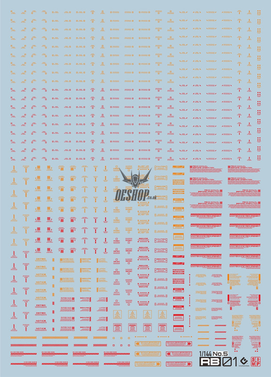 Evo Rb01 Rb02 Nc06 1/144 General Uv Fluorescent Evolution Studio Decals Rb01-5S Red&orange