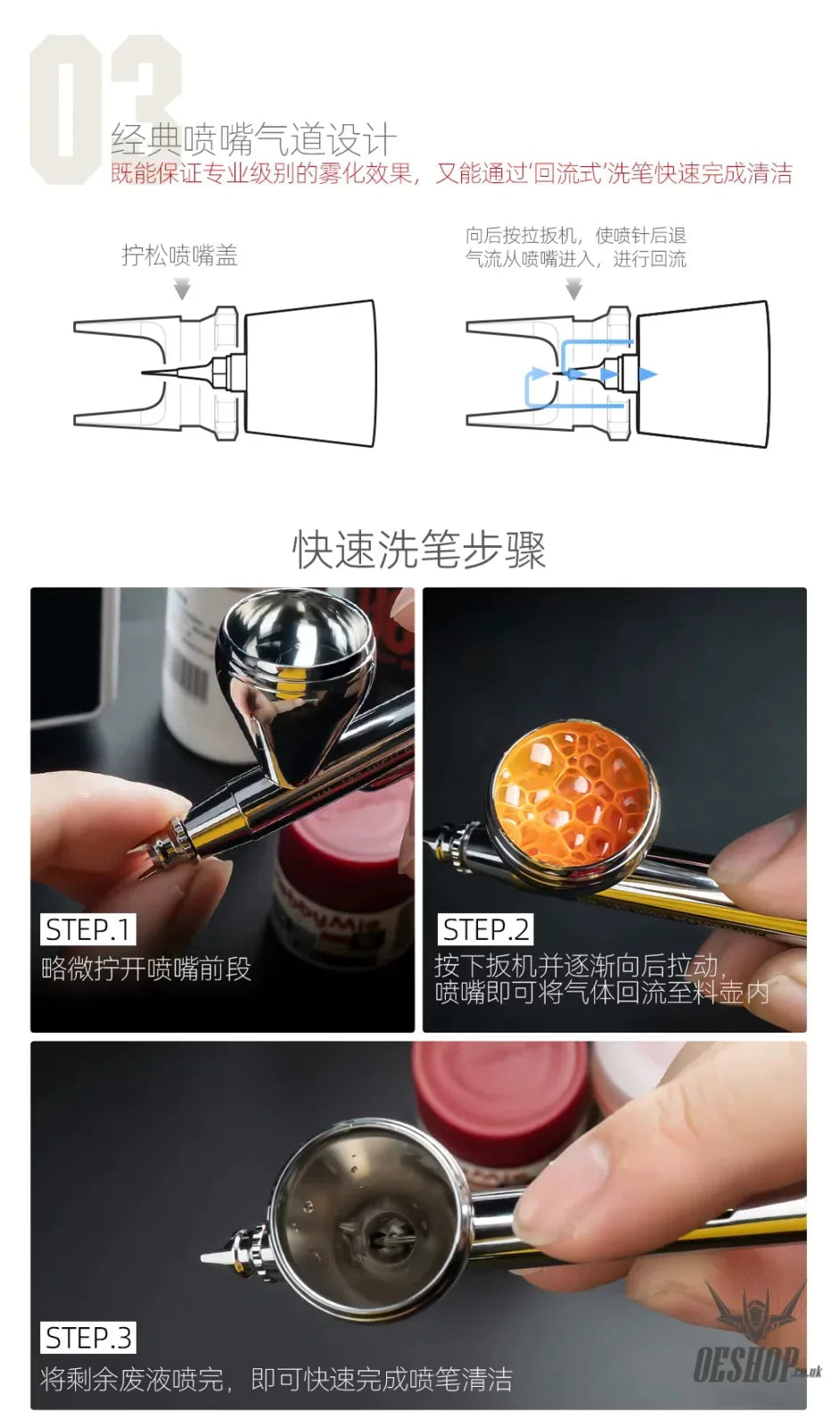 HobbyMio HM-130HP High Performance Airbrush with 0.3MM Quick Disassembly Nozzle - Airbrushes