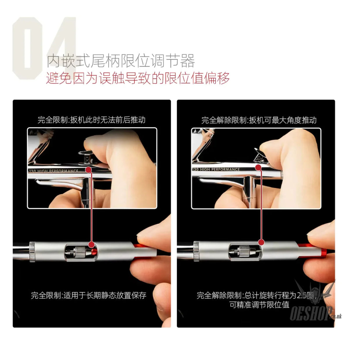 HobbyMio HM-130HP High Performance Airbrush with 0.3MM Quick Disassembly Nozzle - Airbrushes