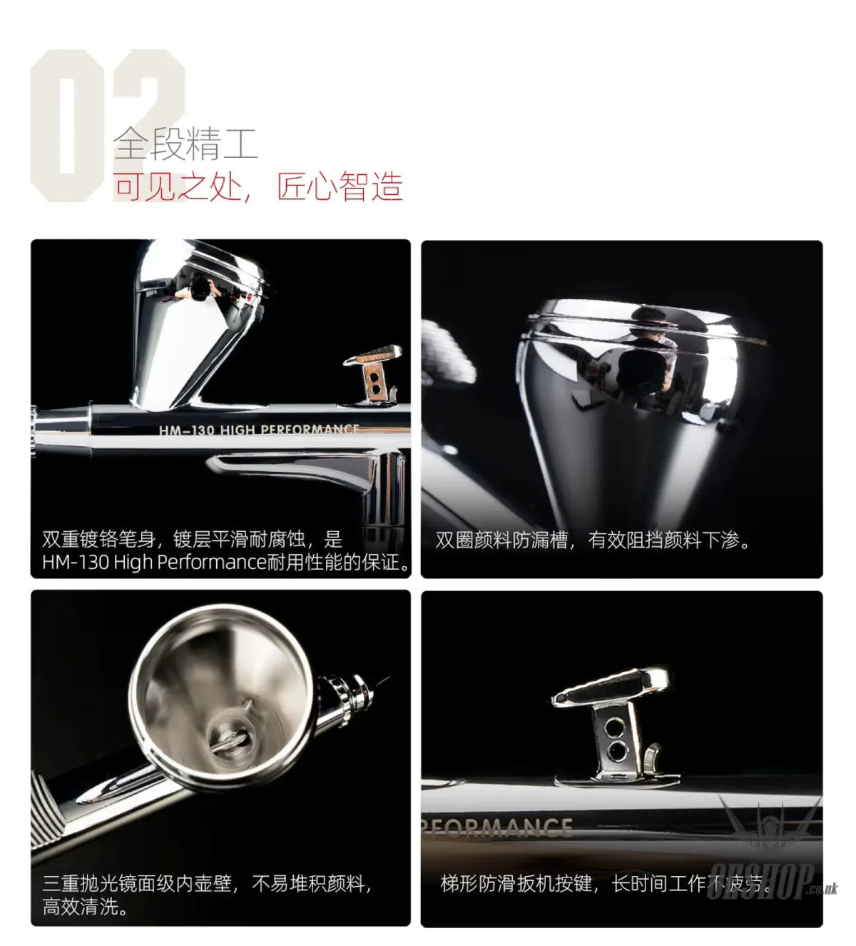 HobbyMio HM-130HP High Performance Airbrush with 0.3MM Quick Disassembly Nozzle - Airbrushes