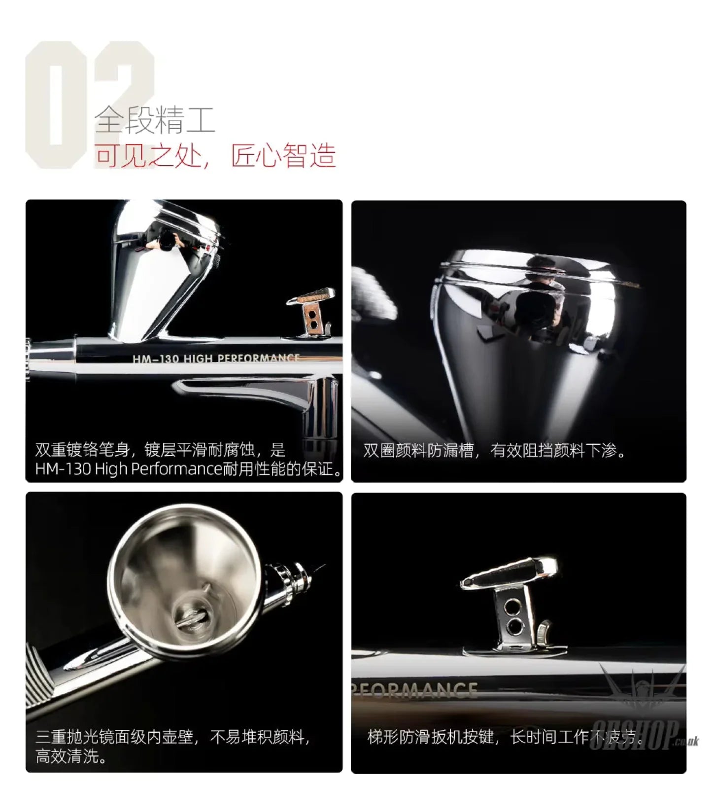 HobbyMio HM-130HP High Performance Airbrush with 0.3MM Quick Disassembly Nozzle - Airbrushes