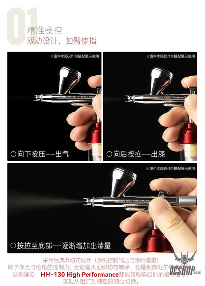 HobbyMio HM-130HP High Performance Airbrush with 0.3MM Quick Disassembly Nozzle - Airbrushes