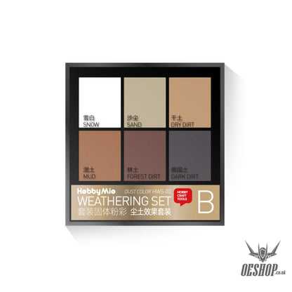 Hobbymio Hws-01/02/03 Weathering Powder Set 6 Colors In 1 Case For Scale Model Set B Dust Color