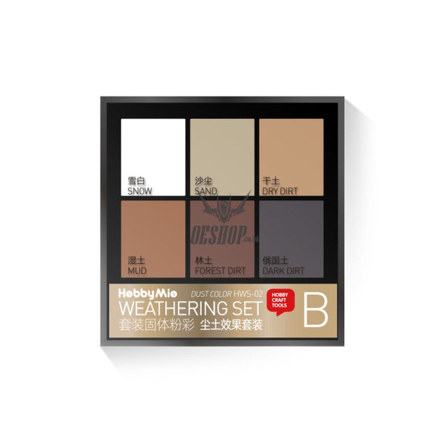 Hobbymio Hws-01/02/03 Weathering Powder Set 6 Colors In 1 Case For Scale Model Set B Dust Color