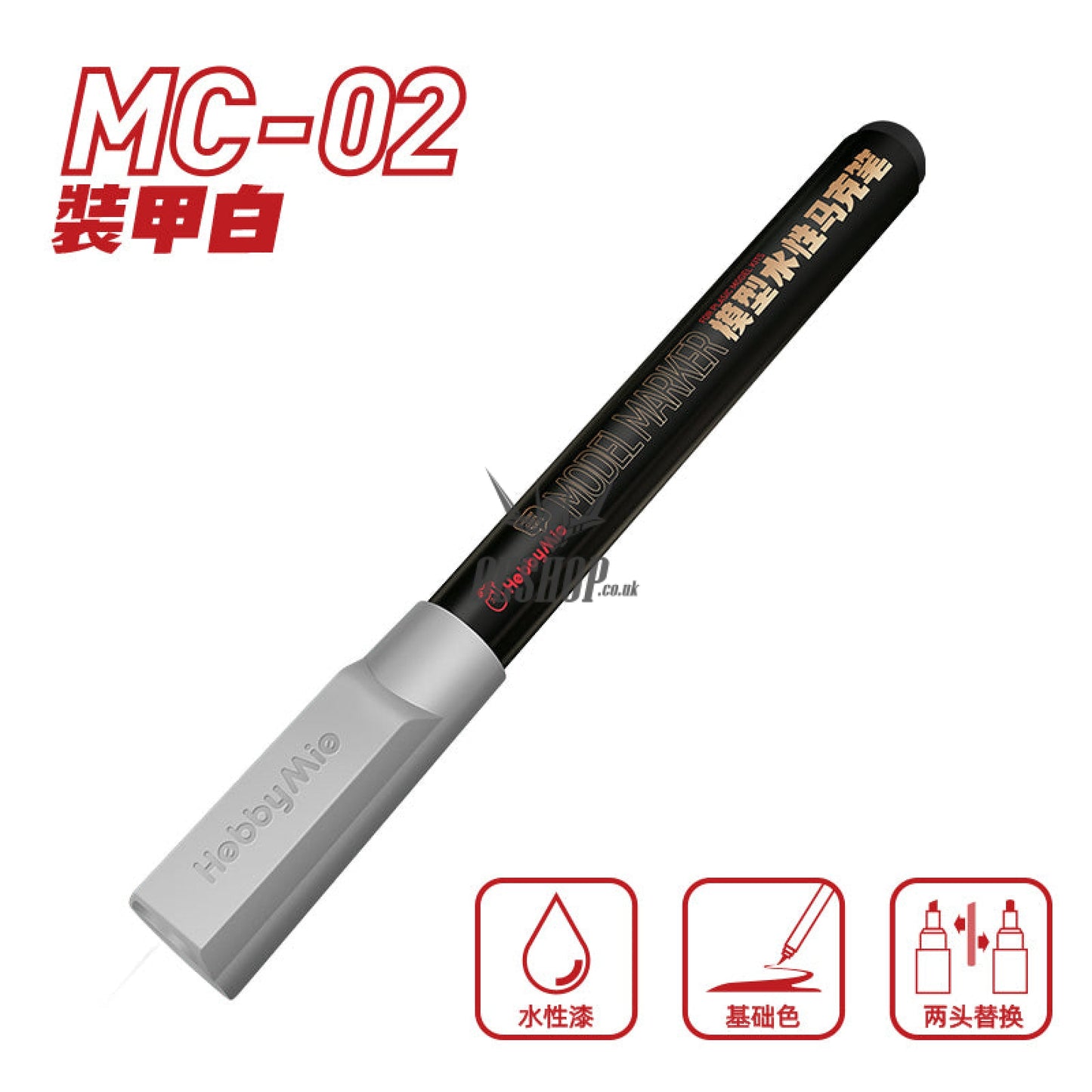 HobbyMio MC01-MC08 Water Paint Color Model Pen Marker MC02 Armor White Markers