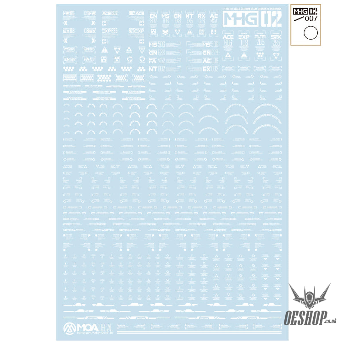 HobbyMio MHG02 Model Decals 1/144 Universal Warning Label With UV Options MHG02-007 Decals