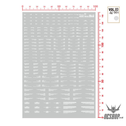 HobbyMio VOL.03 Model Decals Horizontal Text Universal For Sci-fi Mechas With UV Options Decals