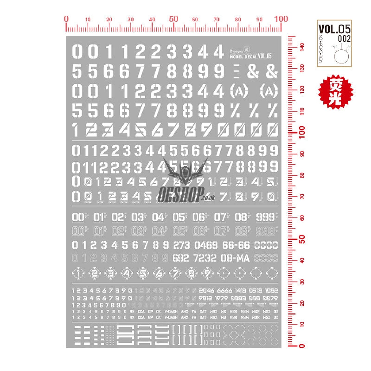 Hobbymio Vol.05 Model Decals Number Numeric Character With Uv Options Vol.05/002 (Write)